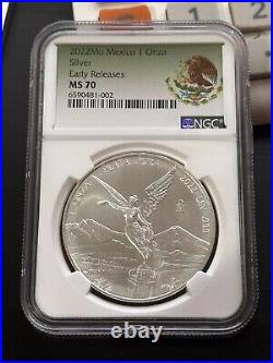 2022 Mexico 1 oz Silver Libertad MS-70 NGC (ER, Coat of Arms) Beautiful Coin