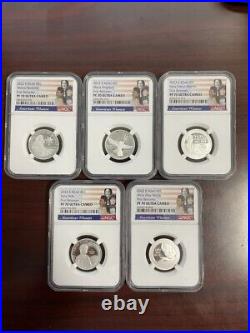 2022 S Silver 25C American Women 5 coin Set First Releases NGC PF70