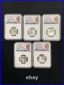 2022 S Silver 25C American Women 5 coin Set NGC PF70 F. R. FROM 10 Coin Silver