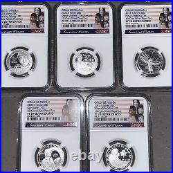 2022 S Silver Ngc Pf 70 Ultra Cameo American Woman Quarter (5) Five Coin Set