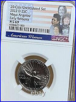 2022-d Maya Angelou Women Quarter Ngc Ms69 Early Releases 20-coin Uncirculated
