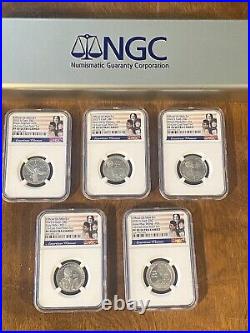2022-s Ngc Pf70 Women 5 Coin Clad Proof Quarter Set First Day Of Issue Fdi