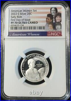2022-s Ngc Pf70 Women 5 Coin Silver Quarter Set First Day Issue
