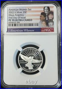 2022-s Ngc Pf70 Women 5 Coin Silver Quarter Set First Day Issue