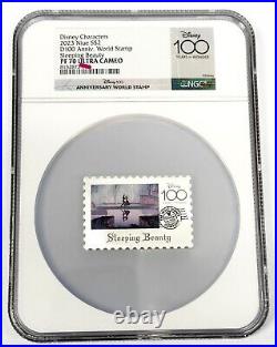 2023 Niue $2 Disney Sleeping Beauty World Stamp Silver NGC PF70UCAM 100 Anniv