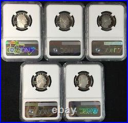 2023-S NGC PF70 5 COIN CLAD QUARTER SET tcc FIRST DAY ISSUE