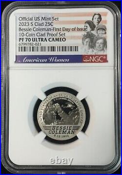 2023-S NGC PF70 5 COIN CLAD QUARTER SET tcc FIRST DAY ISSUE