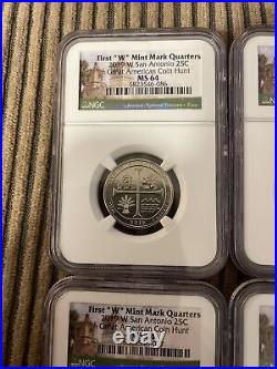 (4) 2019-W NGC MS64 Quarter-W San Antonio Great American Coin Hunt