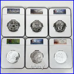 56 Coin Set 5 oz. Silver Quarter Rounds American National Parks NGC 2010 2021
