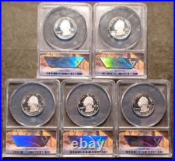 5 Coin- 2013 S Proof Silver Quarter Set Anacs Pr70 Dcam National Parks