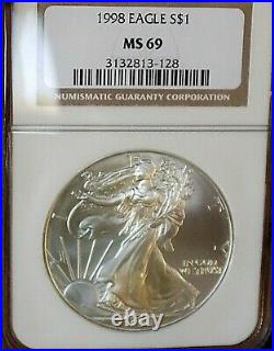 American Silver Eagle 1998 Ngc Ms69 Stunning Blazing Beauty Better Date In 70