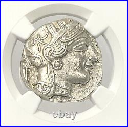 Attica Athens Owl 440-404 BC Silver Tetradrachm NGC CHAU Beautiful Greek Coin