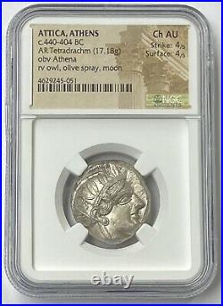 Attica Athens Owl 440-404 BC Silver Tetradrachm NGC CHAU Buy Now Beautiful Coin