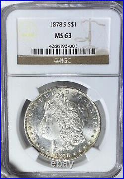 BU 1878-S Morgan Silver Dollar NGC MS63 Beautiful Coin! See Video ICEK