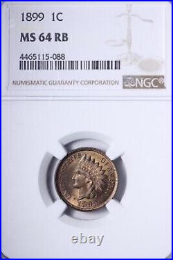BU 1899 Indian Head Cent Penny NGC MS64 RB Beautiful Coin! SCHM