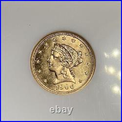 BU 1906 Gold Liberty Quarter Eagle NGC MS63 Old Fat Holder Beautiful Coin! AFNM
