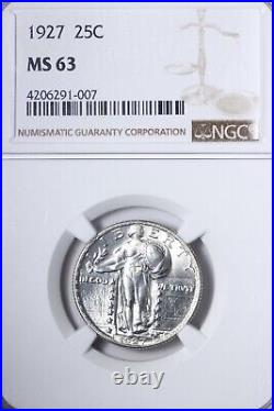 BU 1927 Standing Liberty Quarter NGC MS63 Beautiful, BLAST WHITE Coin! ANCZ