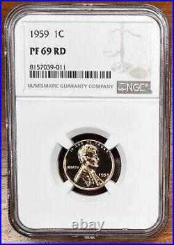 Beautiful 1959 Lincoln NGC PF69 RD, Top Pop RED 1c cent, proof PR, free shipping