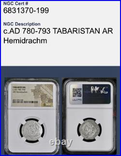 Beautiful NGC 780-793AD Silver Hemidrachm Tabaristan Genuine Certified