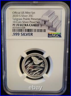 Complete 2020 Proof Silver Quarter 5-Coin Set NGC PF70.999 Fine PR70 FLAWLESS