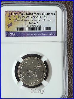 First W Mint Mark Quarters 2019 W Pacific HP Great American Coin Hunt MS67