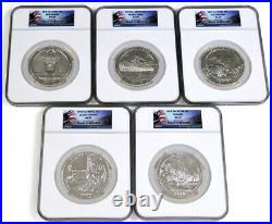 Full Set of 5 2010 US Mint America The Beautiful 5oz Silver Coin NGC MS69