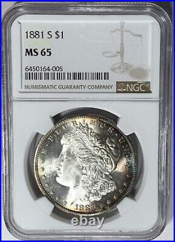 GEM BU 1881-S Morgan Silver Dollar NGC MS65 Beautiful Coin Stunning Color ANNM