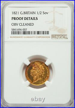 George IV gold Proof 1/2 Sovereign 1821 NGC Proof Details Beautiful coin