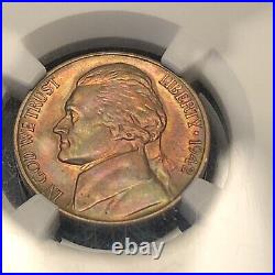 MS66 5FS 1942-D Jefferson Nickel NGC beautiful rainbow toning very pretty coin