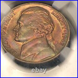 MS66 5FS 1942-D Jefferson Nickel NGC beautiful rainbow toning very pretty coin
