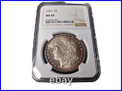 Ms64.1881 P Morgan Silver Dollar amazing toning, beautiful coin a must have