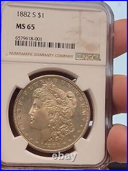 Ms65 1882-s Morgan Silver Dollar. Beautiful Ngc Coin- Looks Pl