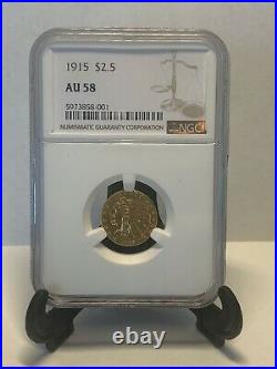 NGC AU 58 1915 $2.5 Indian Head Gold Coin (Almost Uncirculated) beautiful