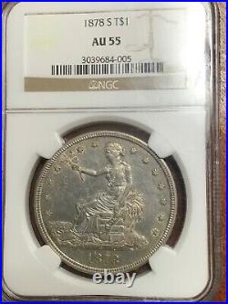 Ngc Au55 1878 S Trade Dollar Bright Beautiful Great Type Coin