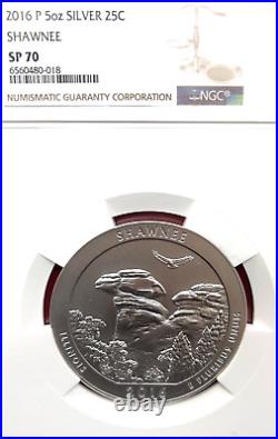 Ngc Sp-70! 2014 P 25c Shawnee 5 Oz Silver Atb Quarter