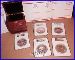 Price Reduced 2010 America the Beautiful SILVER 5 OUNCE COINS In Wooden Box