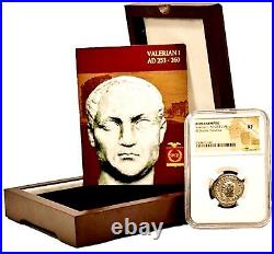 Roman Emperor Valerian 1st Silver Coin NGC Certified XF, & Beautiful Wood Box