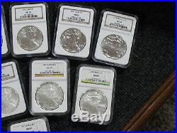SILVER EAGLE 28 COIN SET 1986 TO 2013 -NGC CERT With (2) BEAUTIFUL STORAGE BOXES