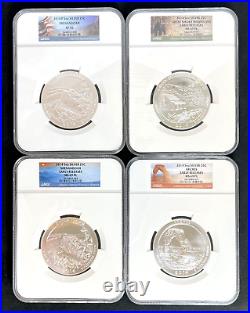 Set of (4) 2014 20 5oz Silver 25C America's National Treasures Collector's Coins