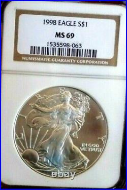 Silver Eagle 1998 Ngc Ms 69 Stunning Possible Upgrade Beauty