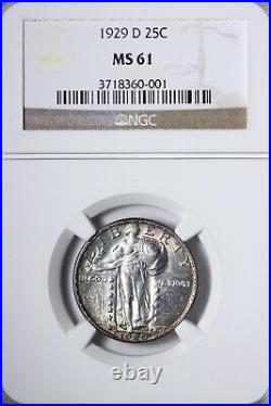 UNC 1929-D Standing Liberty Quarter NGC MS61 Beautiful Coin! OCFM